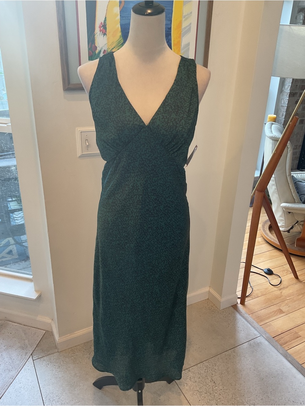 Self Contrast Maxi Dress in Deep Green